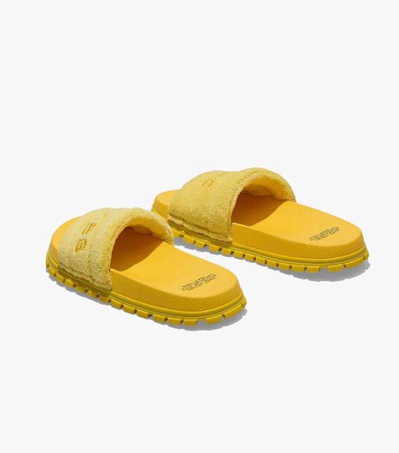 Golden / Kiwi Women's Marc Jacobs The Terry Slides | 34609GUCT