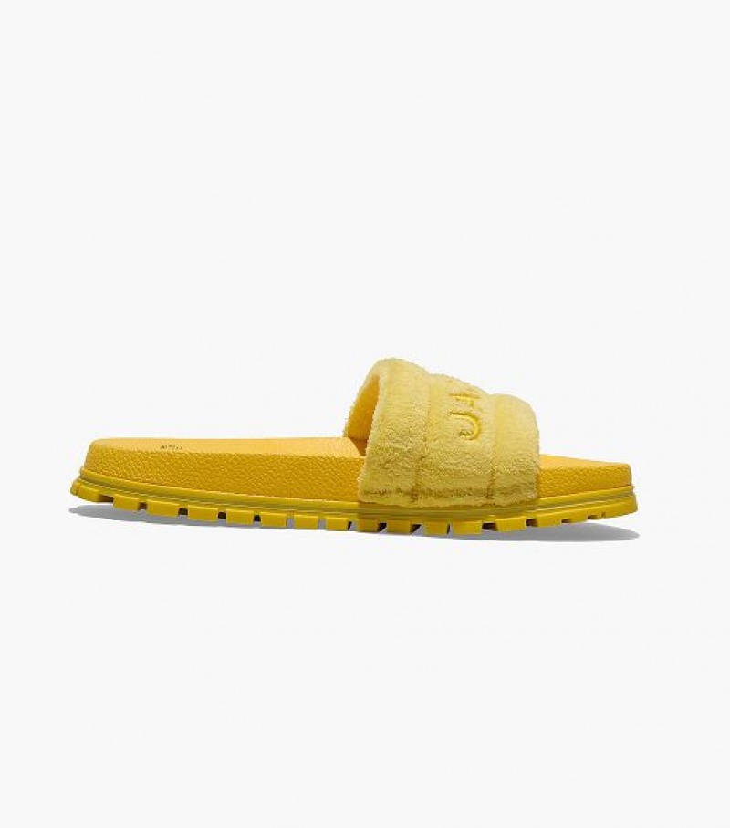 Golden / Kiwi Women's Marc Jacobs The Terry Slides | 34609GUCT