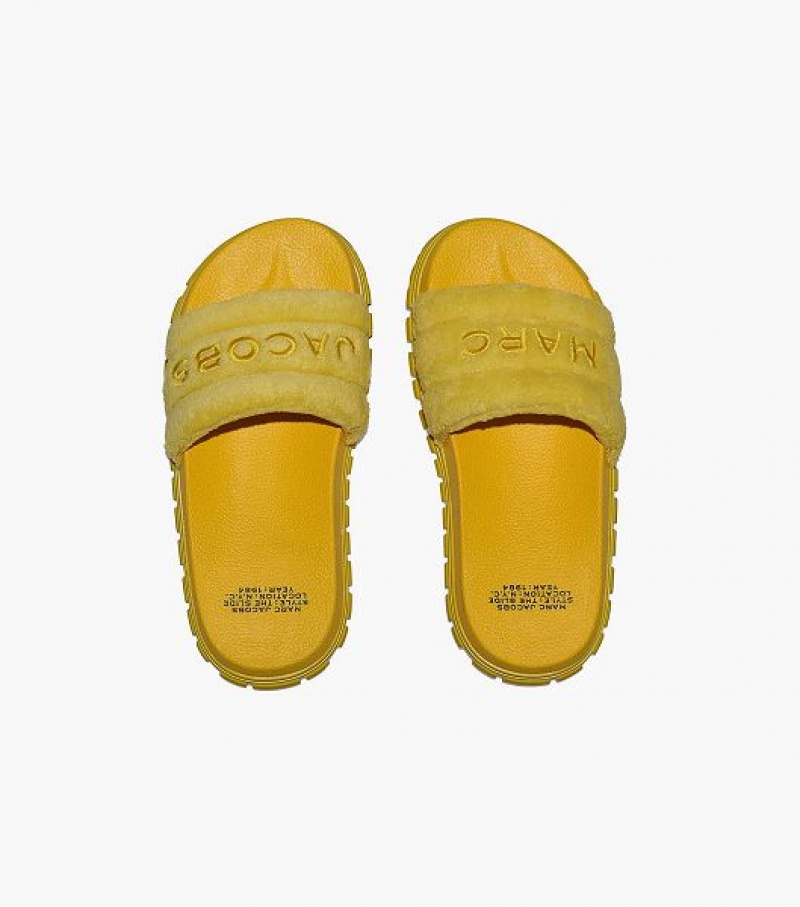 Golden / Kiwi Women's Marc Jacobs The Terry Slides | 34609GUCT