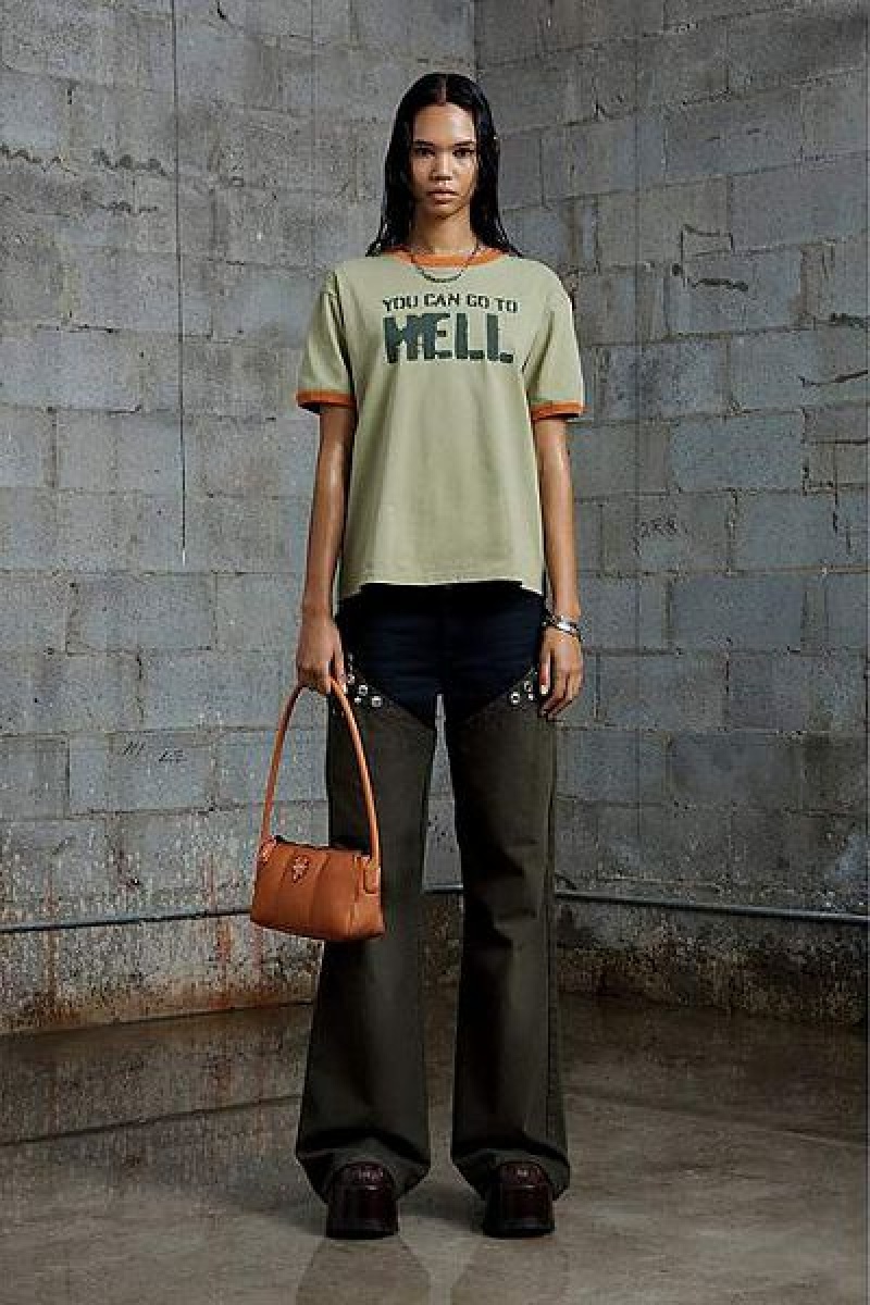 Green Heaven Marc Jacobs Go To Hell Ringer T Shirts | 71083AFVW