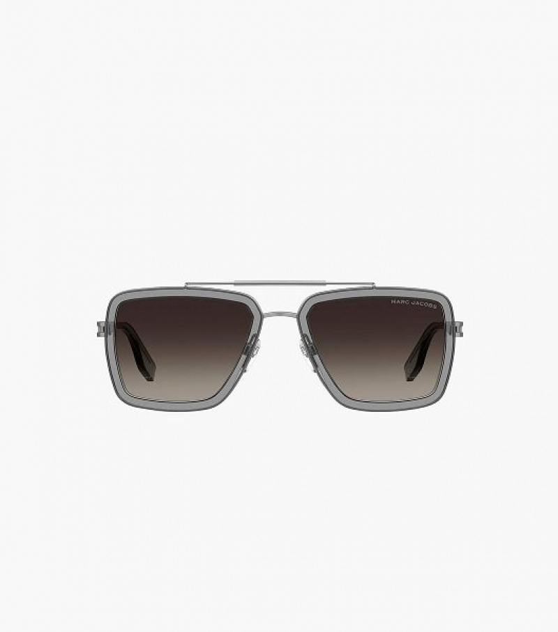 Grey Women's Marc Jacobs Icon Square Pilot Sunglasses | 91704WRAD