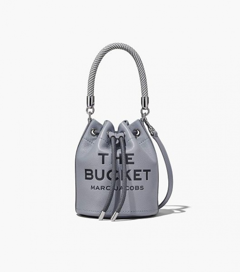 Grey Women\'s Marc Jacobs The Leather Bucket Bags | 82150PGHZ