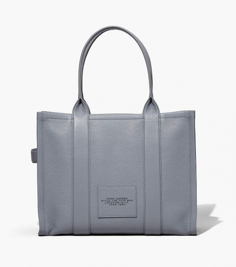 Grey Women's Marc Jacobs The Leather Large Tote Bags | 35246QBJR