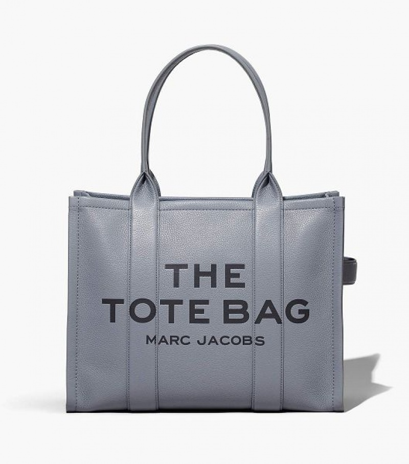 Grey Women\'s Marc Jacobs The Leather Large Tote Bags | 35246QBJR