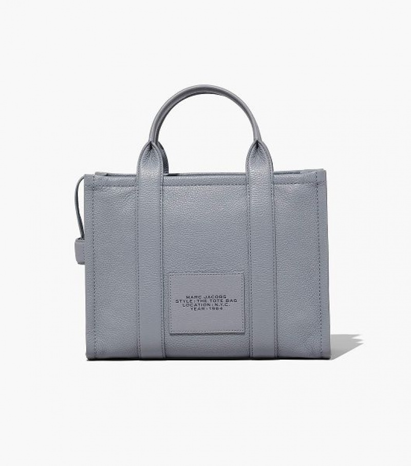 Grey Women's Marc Jacobs The Leather Medium Tote Bags | 73916COGM