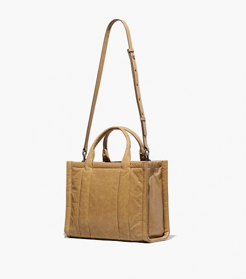 Light Brown Women's Marc Jacobs The Shiny Crinkle Medium Tote Bags | 31276VXMO