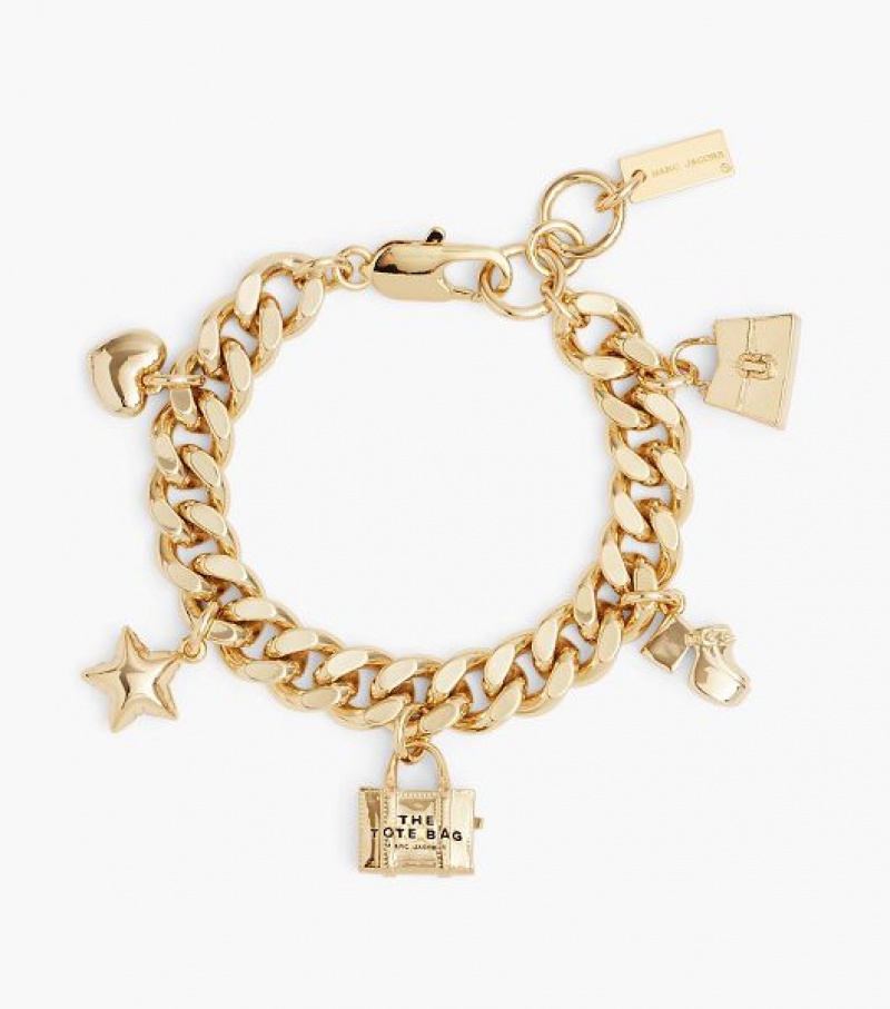 Light Gold Women\'s Marc Jacobs The Mini Icon Charm Bracelets | 12860IECG