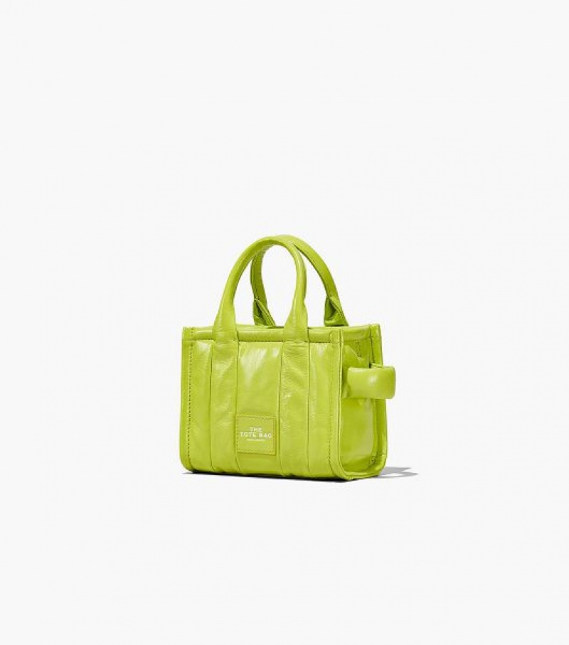 Light Green Women's Marc Jacobs The Shiny Crinkle Leather Mini Tote Bags | 43850STIO