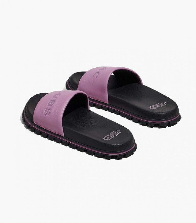 Lilas Women's Marc Jacobs The Leather Slides | 97368GWXF