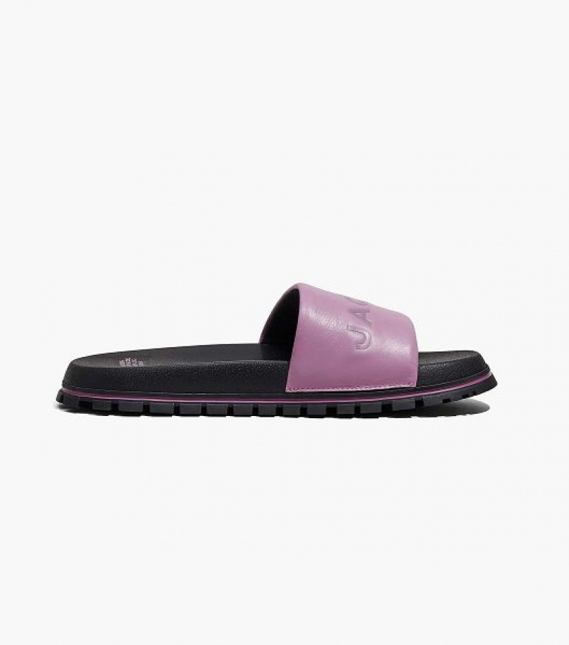 Lilas Women's Marc Jacobs The Leather Slides | 97368GWXF