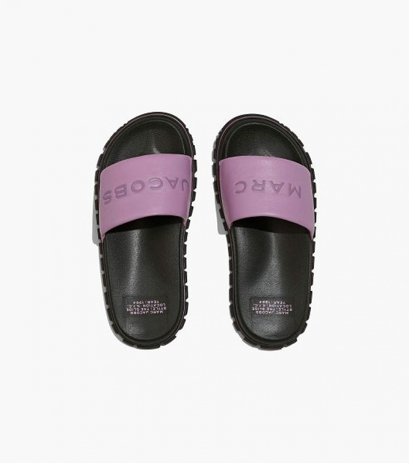 Lilas Women's Marc Jacobs The Leather Slides | 97368GWXF