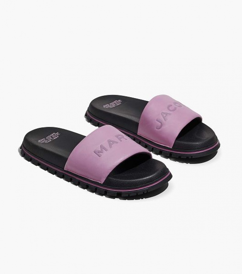 Lilas Women\'s Marc Jacobs The Leather Slides | 97368GWXF