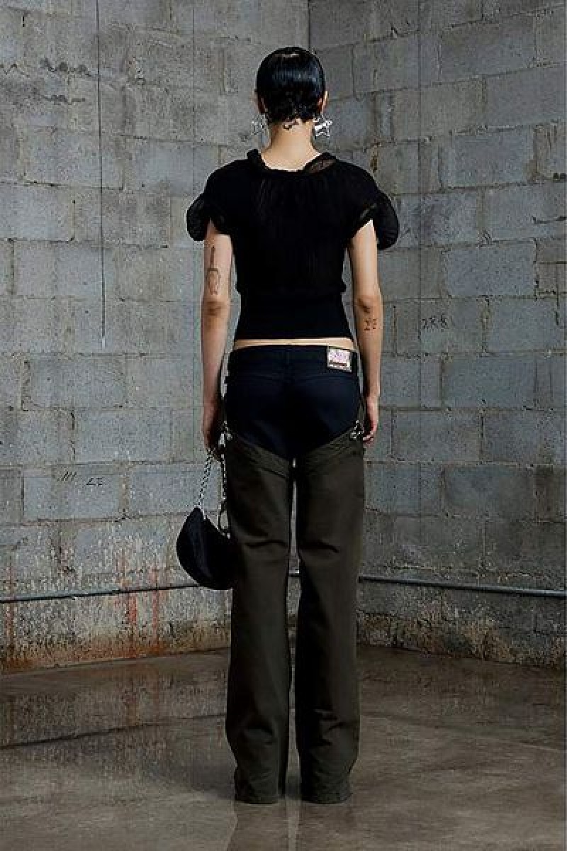 Olive / Black Heaven Marc Jacobs Chaps Flare Pants | 68152NSDU