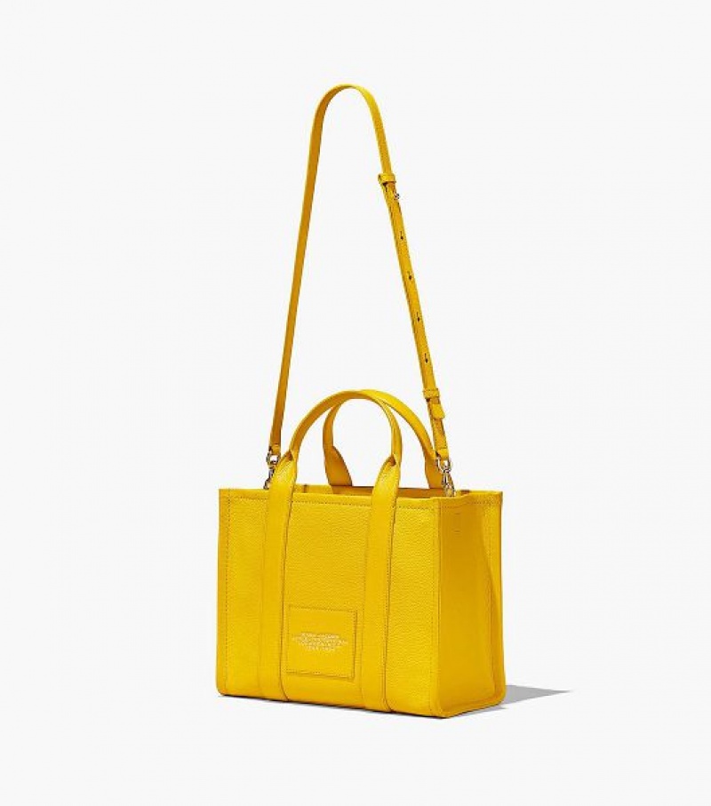 Orange Women's Marc Jacobs The Leather Medium Tote Bags | 59870PABJ