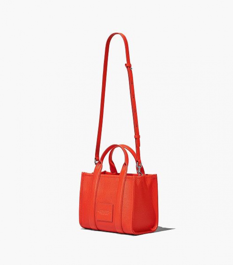 Orange Women's Marc Jacobs The Leather Small Tote Bags | 04296NFSU