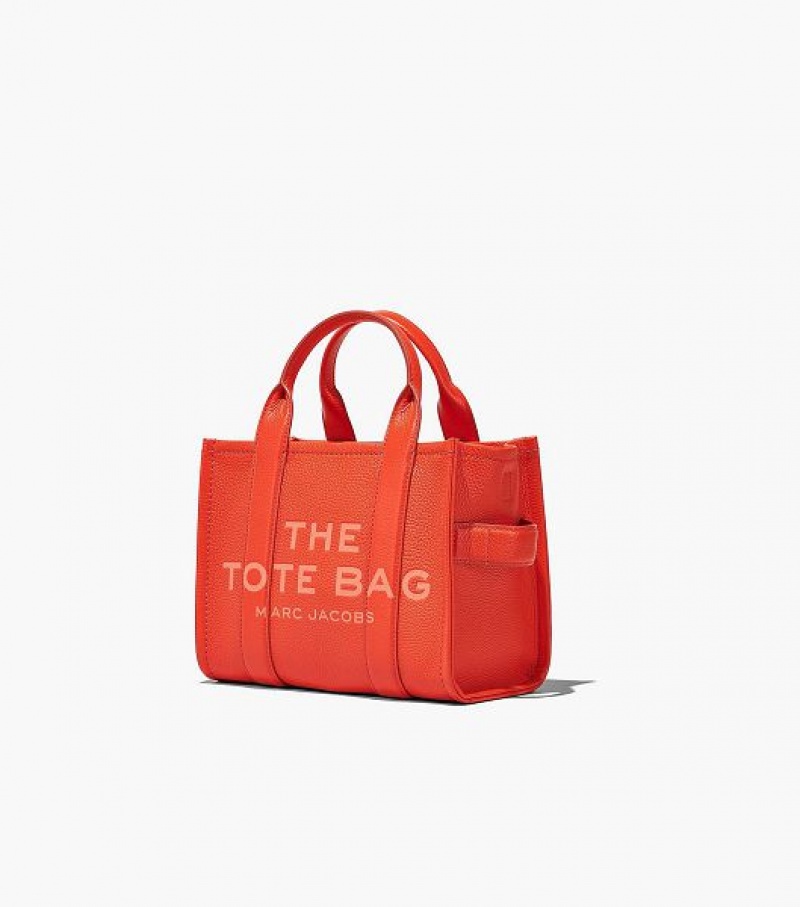 Orange Women's Marc Jacobs The Leather Small Tote Bags | 04296NFSU