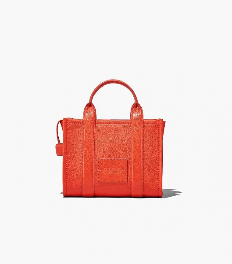 Orange Women's Marc Jacobs The Leather Small Tote Bags | 04296NFSU