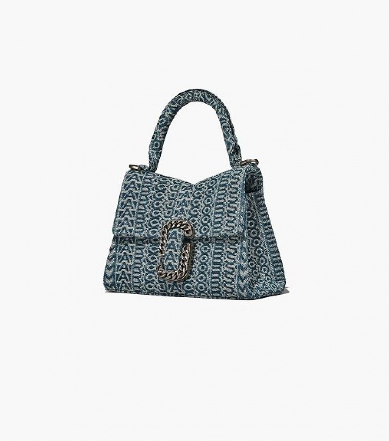 Orange / Blue Women's Marc Jacobs The Washed Monogram Denim St. Marc Mini Top Handbag | 24638KHWC