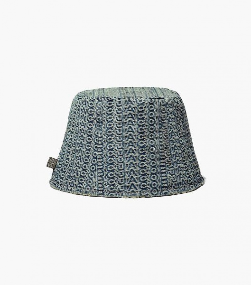 Orange / Blue Women\'s Marc Jacobs The Washed Monogram Denim Bucket Hats | 08796LZHU