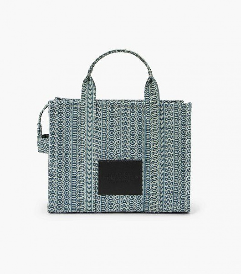 Orange / Blue Women's Marc Jacobs The Washed Monogram Denim Medium Tote Bags | 62019YVTO