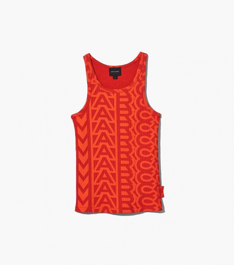 Orange / Red Women\'s Marc Jacobs The Monogram Rib Tanks | 93704HWZX