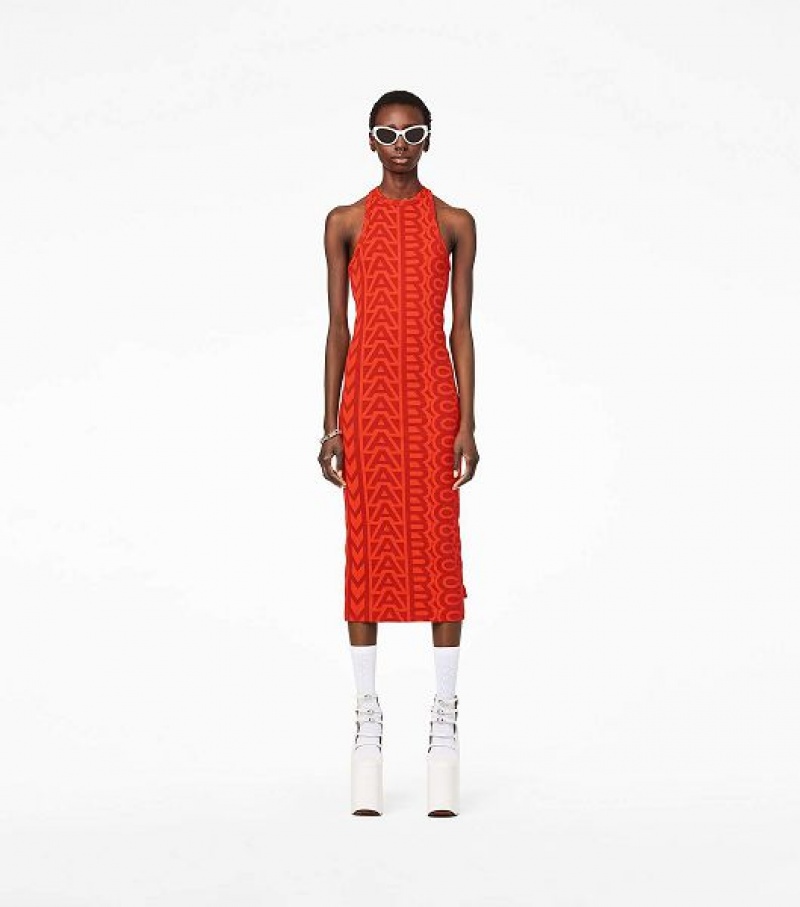 Orange / Red Women's Marc Jacobs The Monogram Racer Rib Dress | 14730HDRU