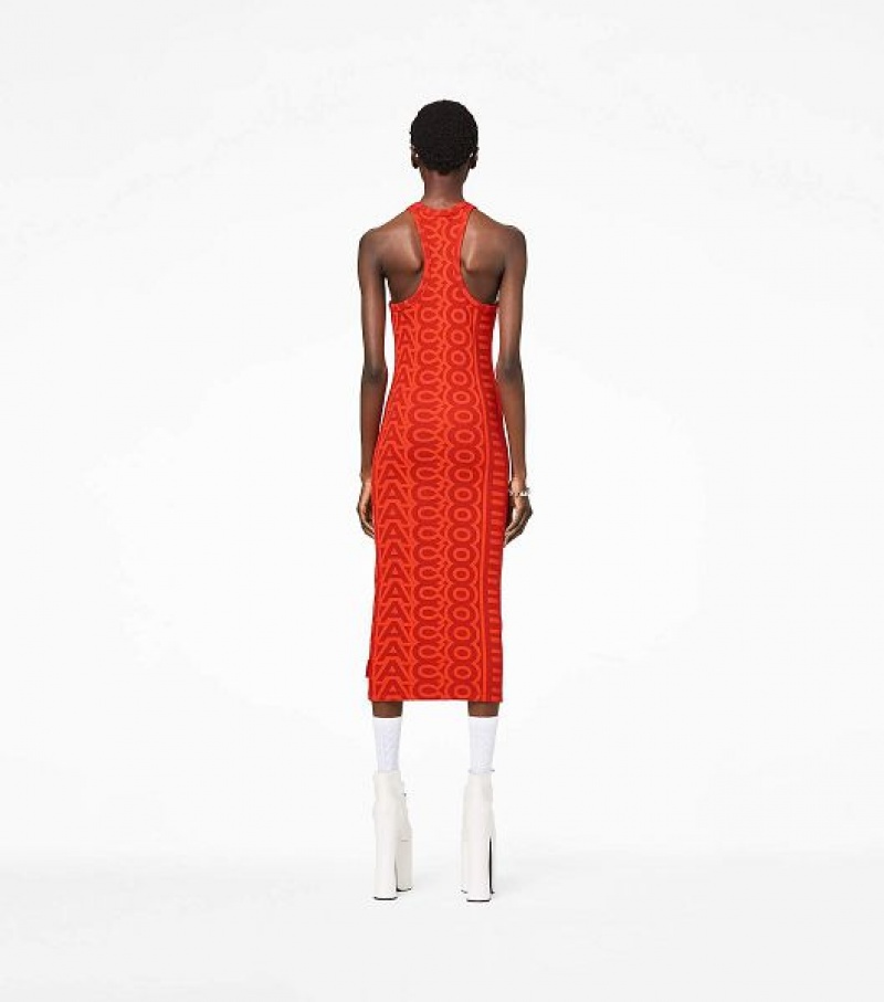 Orange / Red Women's Marc Jacobs The Monogram Racer Rib Dress | 14730HDRU