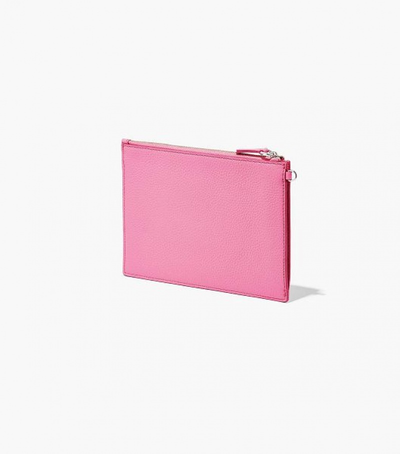 Pink Women's Marc Jacobs The Leather Small Wristlet Wallets | 41307WKLM