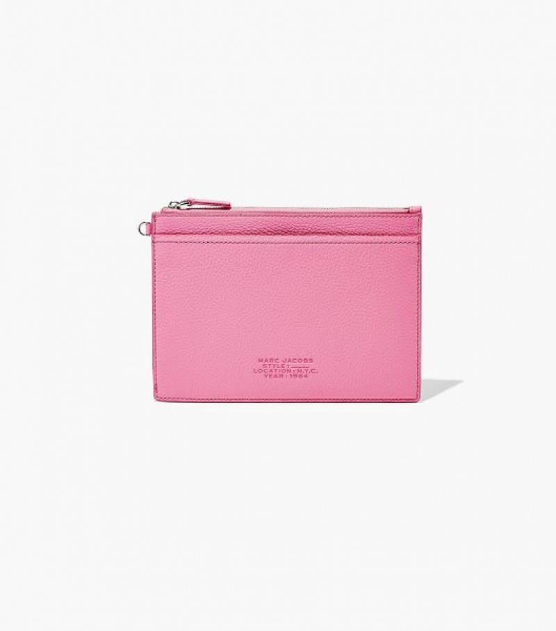 Pink Women's Marc Jacobs The Leather Small Wristlet Wallets | 41307WKLM