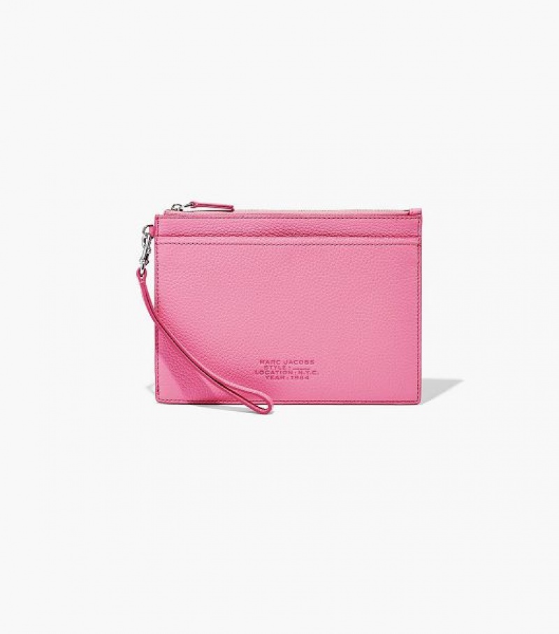 Pink Women\'s Marc Jacobs The Leather Small Wristlet Wallets | 41307WKLM