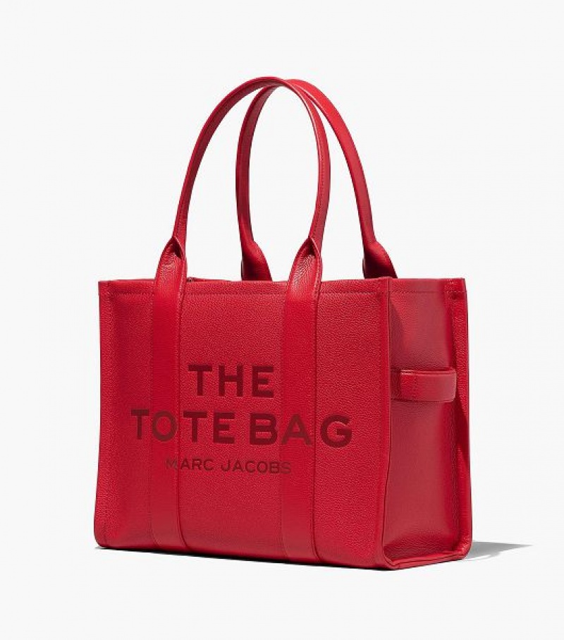 Red Women's Marc Jacobs The Leather Large Tote Bags | 58047HUBS