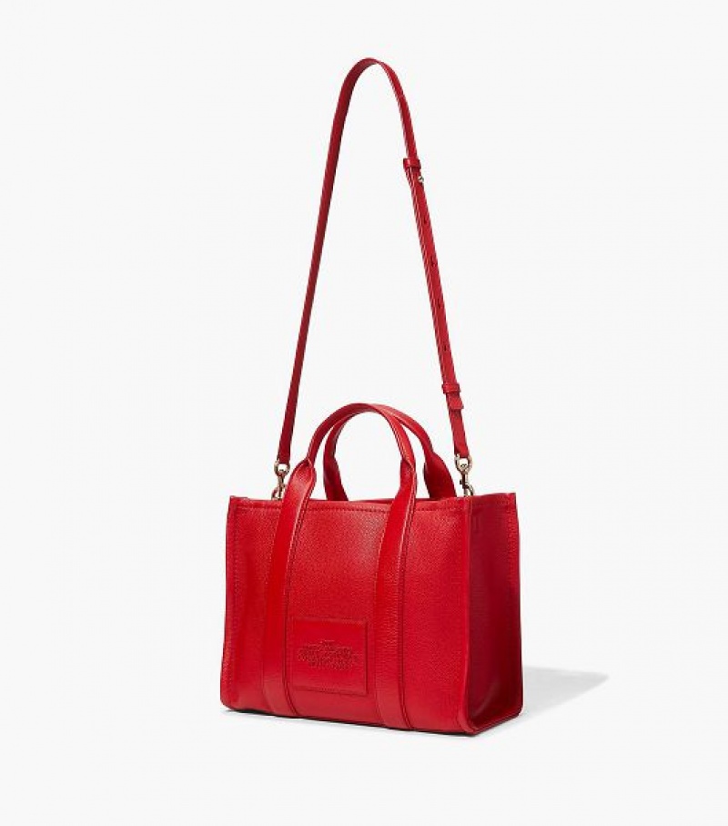 Red Women's Marc Jacobs The Leather Medium Tote Bags | 79206HUIO