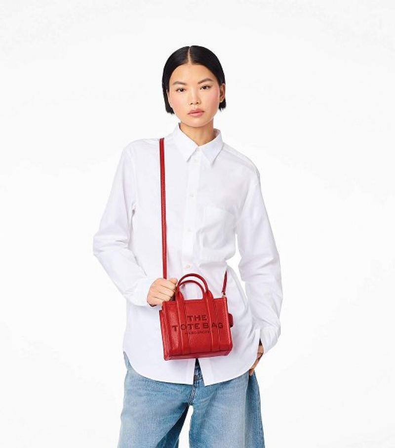 Red Women's Marc Jacobs The Leather Mini Tote Bags | 79103NMJG