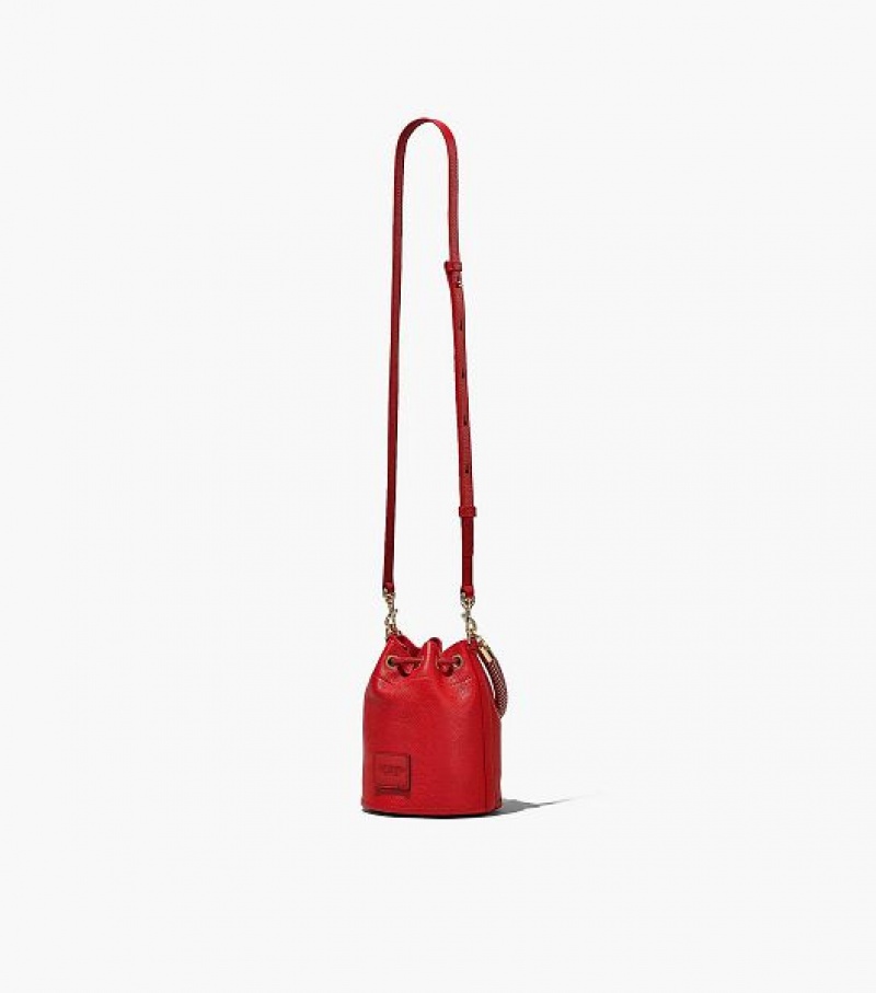 Red Women's Marc Jacobs The Leather Mini Bucket Bags | 86107LVQD