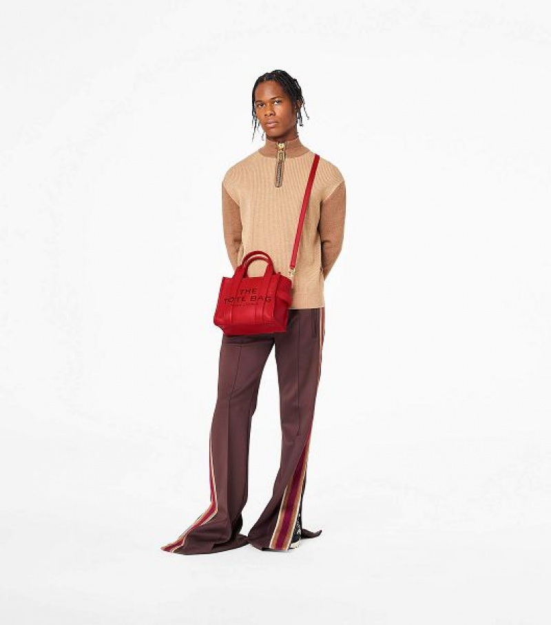 Red Women's Marc Jacobs The Leather Small Tote Bags | 07213UDWH