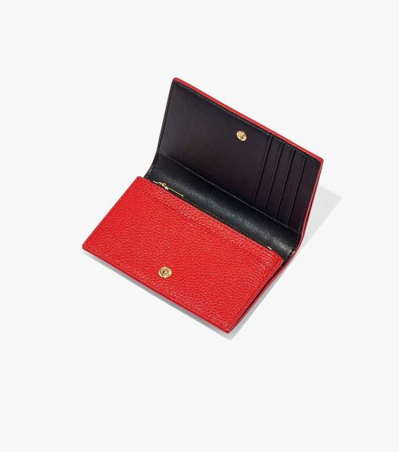 Red Women's Marc Jacobs The Leather Small Bifold Wallets | 61057ZCLB