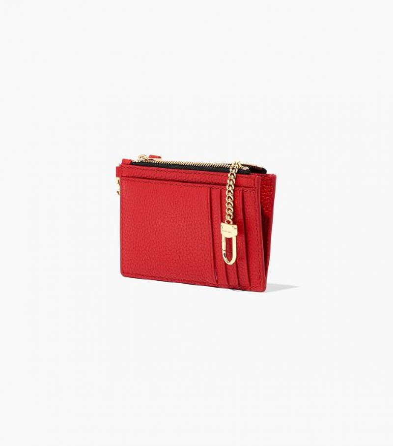 Red Women's Marc Jacobs The Leather Top Zip Wristlet Wallets | 52840PXTU