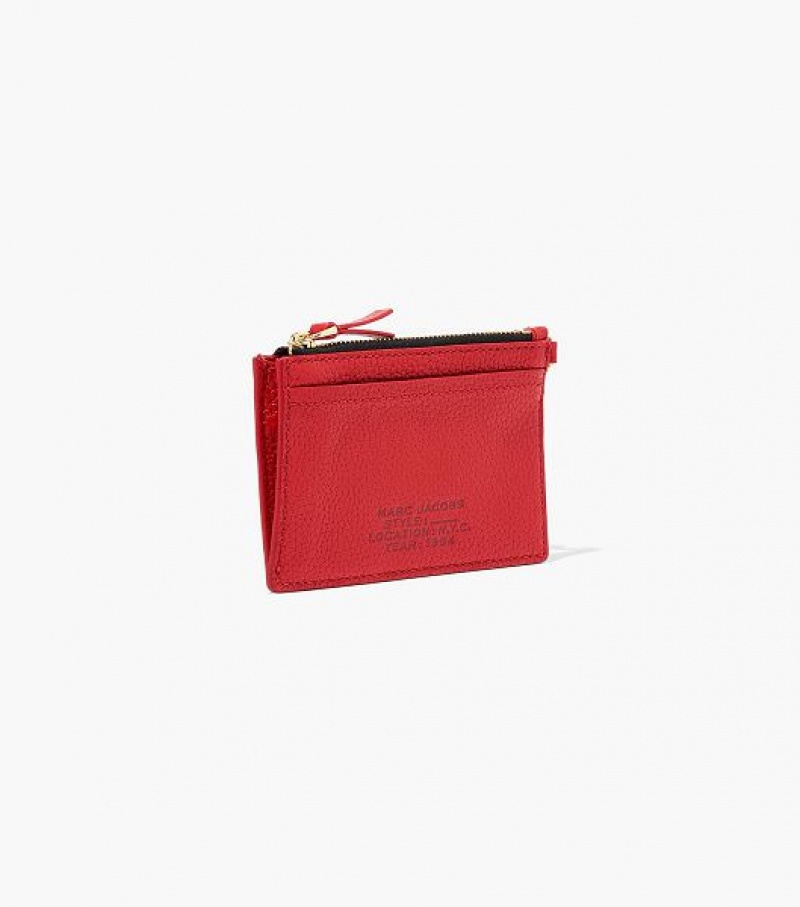 Red Women's Marc Jacobs The Leather Top Zip Wristlet Wallets | 52840PXTU