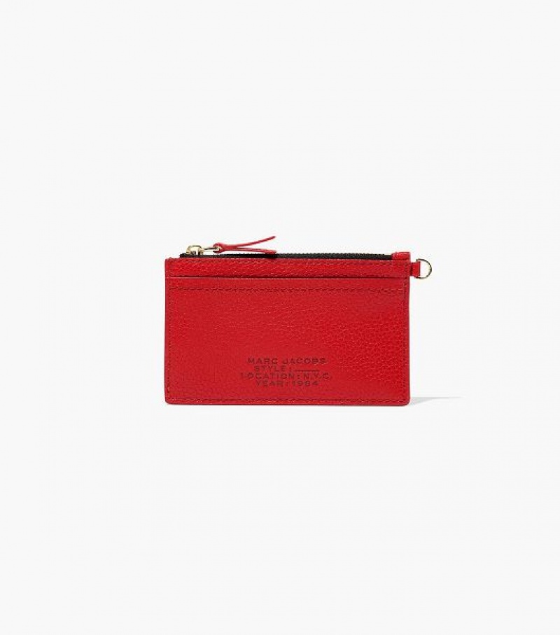 Red Women's Marc Jacobs The Leather Top Zip Wristlet Wallets | 52840PXTU