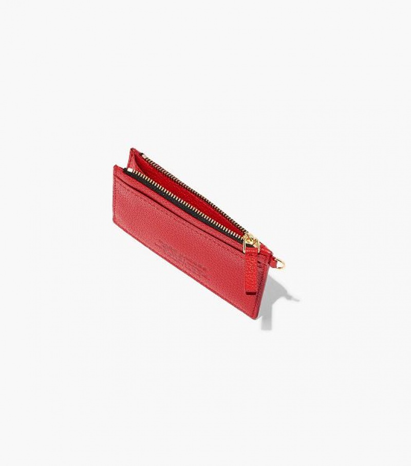 Red Women's Marc Jacobs The Leather Top Zip Wristlet Wallets | 52840PXTU