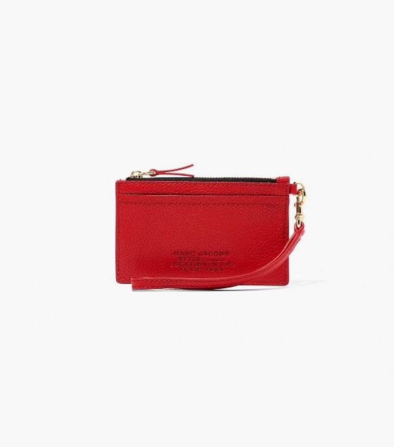 Red Women\'s Marc Jacobs The Leather Top Zip Wristlet Wallets | 52840PXTU