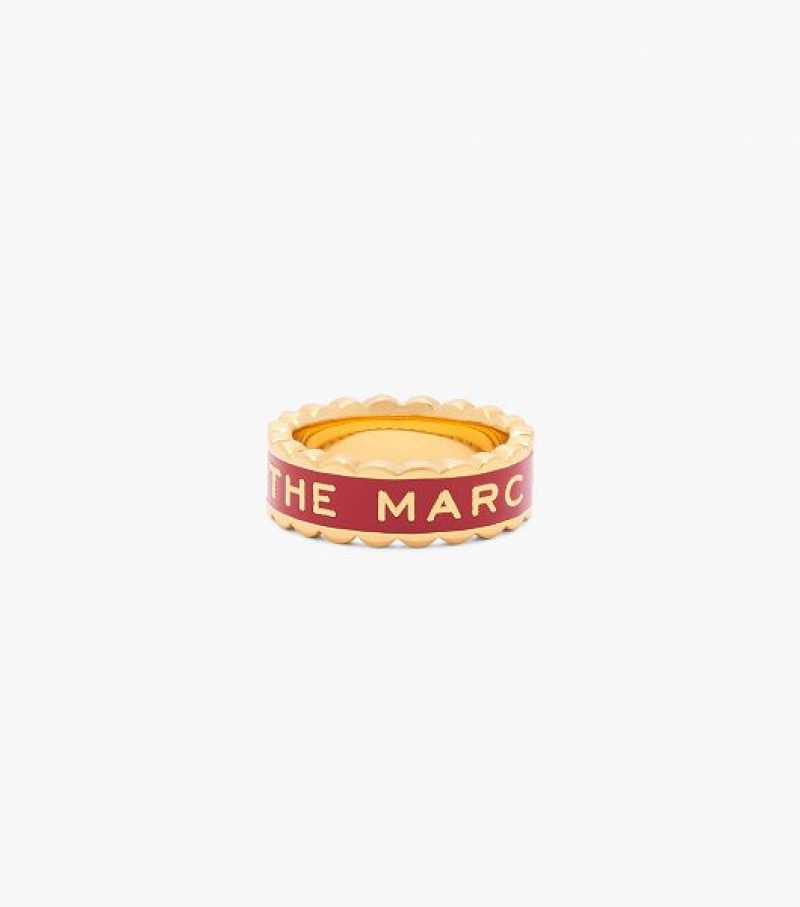 Red / Gold Women\'s Marc Jacobs The Scallop Medallion Ring | 26981NWCK