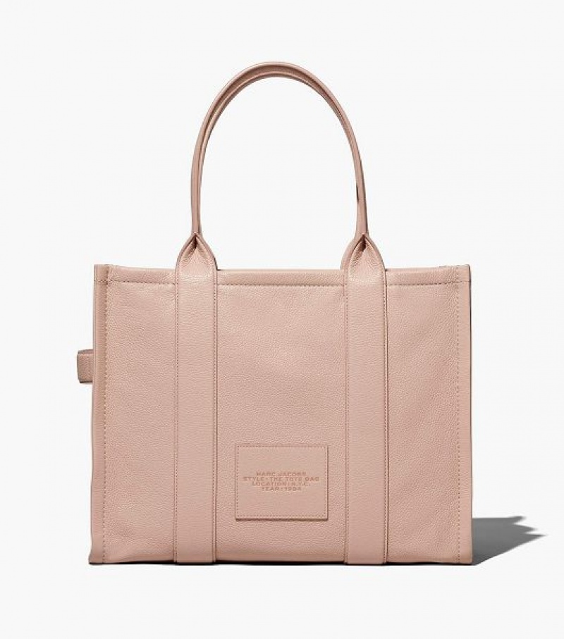 Rose Women's Marc Jacobs The Leather Large Tote Bags | 68531NJTK