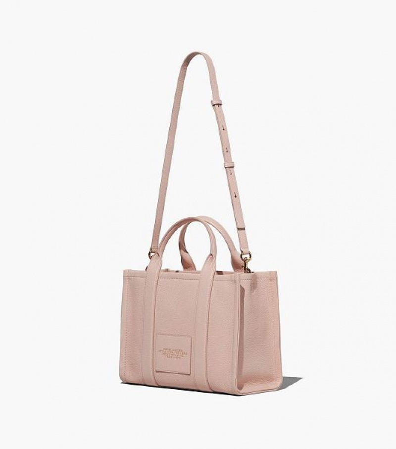 Rose Women's Marc Jacobs The Leather Medium Tote Bags | 72108EBXS