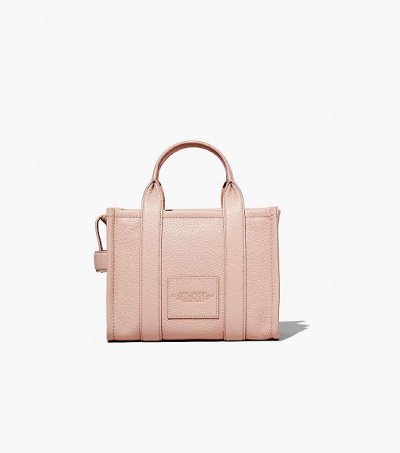 Rose Women's Marc Jacobs The Leather Small Tote Bags | 20685ZWNL