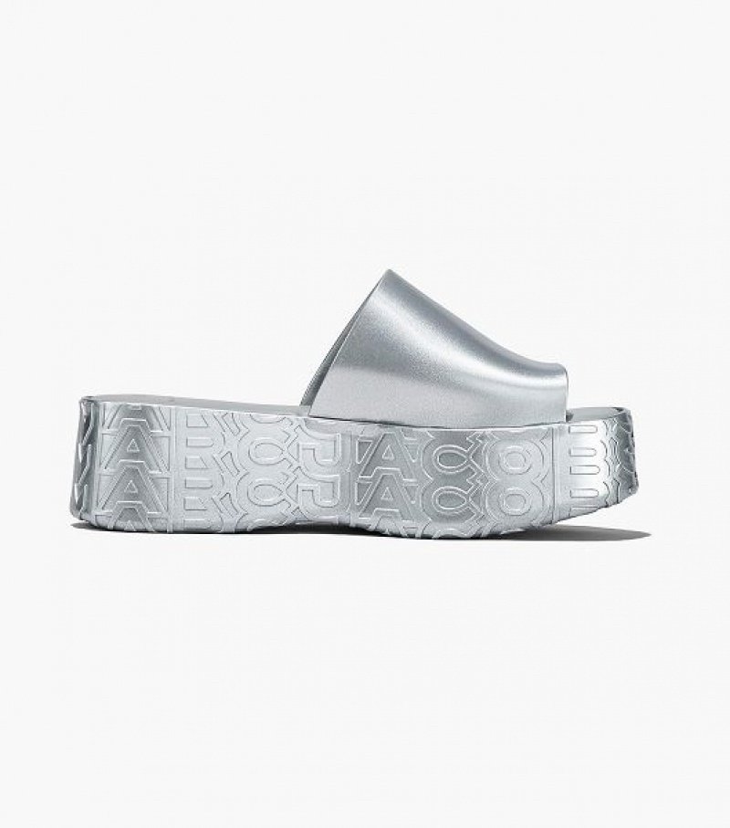 Silver Women's Marc Jacobs Melissa x Marc Jacobs Becky Platform Slides | 57623YKZG