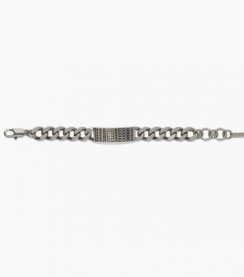 Silver Women's Marc Jacobs The Barcode Monogram ID Chain Bracelets | 97153QUVZ