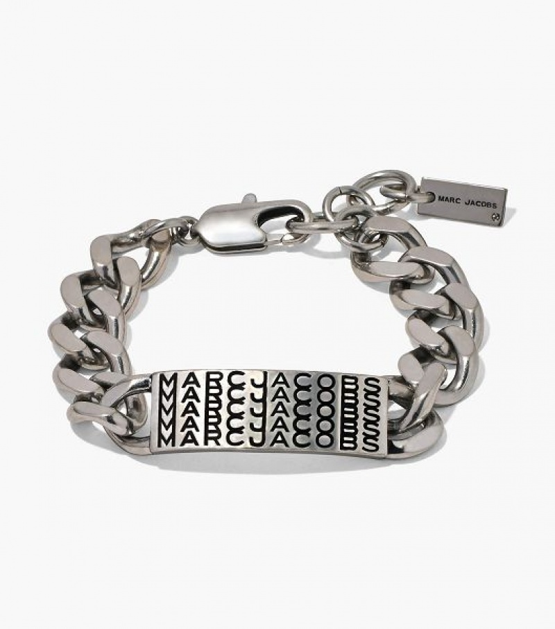 Silver Women\'s Marc Jacobs The Barcode Monogram ID Chain Bracelets | 97153QUVZ