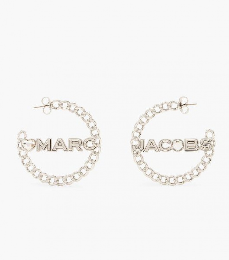 Silver Women\'s Marc Jacobs The Charmed Chain Hoop | 32654ZUHT