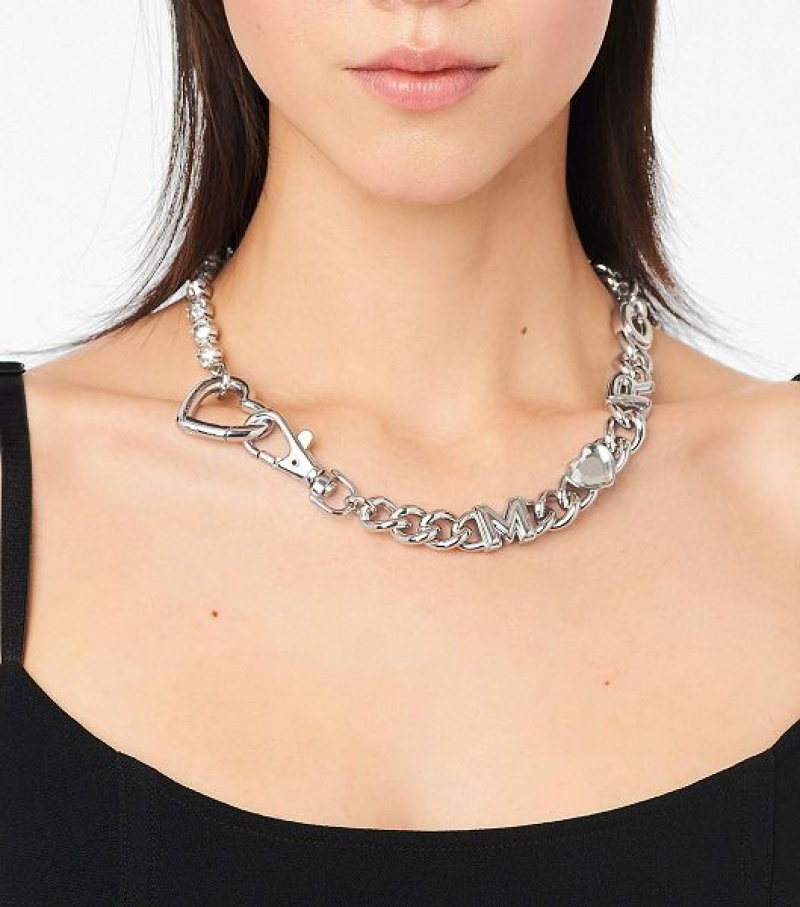 Silver Women's Marc Jacobs The Charmed Heart Chain Necklaces | 68573KAVH